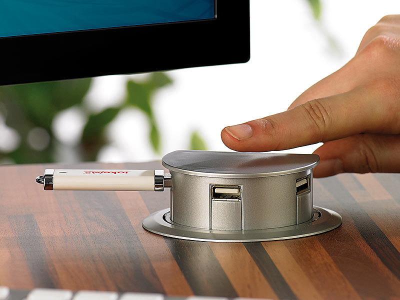 ; USB Schreibtisch & Arbeitsplatten Verteiler Ladestationen Einbausteckdosen Einbaudosen Unterputz 