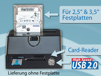 Xystec USB/E-SATA-HDD-Station für 2,5" & 3,5" SATA mit Card Reader+Hub