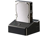 Xystec USB-3.0-Dockingstation DSU-3200 Duo für 2,5" & 3,5"-SATA-HDDs; SATA-Festplatten-Adapter SATA-Festplatten-Adapter 