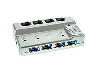 Xystec Aktiver USB3.0-Hub, 4 + 1 Port, einzeln schaltbar, silber