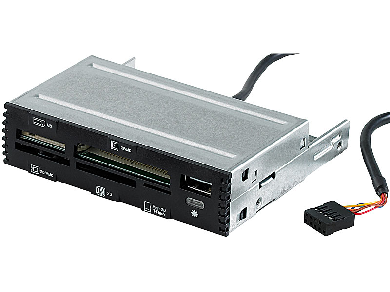 Xystec Interner 3,5"-Card-Reader CR-560i mit Front-USB-2.0, schwarz; Einbau USB-Hubs Einbau USB-Hubs 