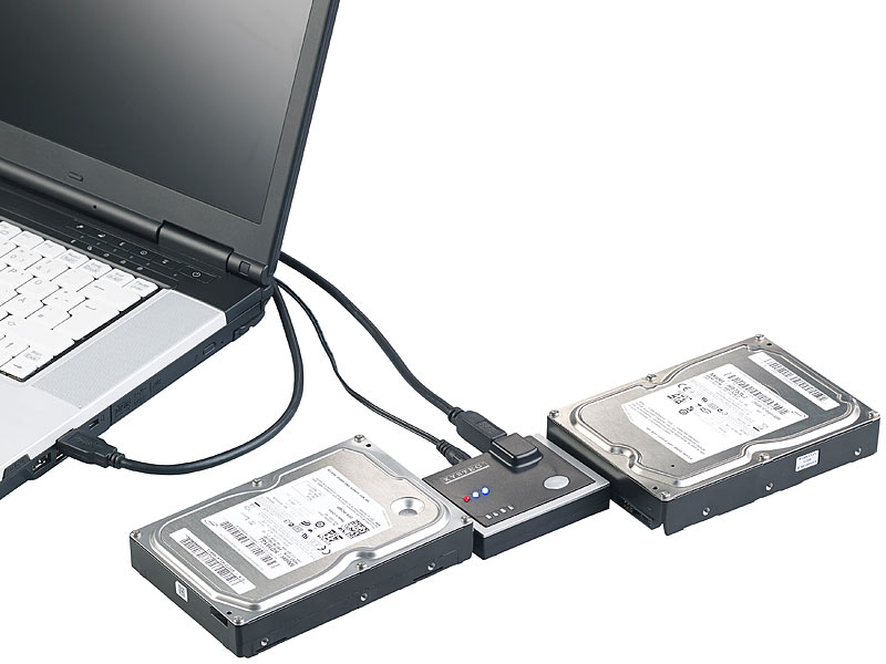 USB-3.0-Festplatten-Adapter mit Klon-Funktion Festplatten Kopierer für HDD & SSD mit SATA Xystec Klonstation