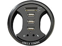 Xystec Tisch-Kabeldose 80 mm, mit USB-Hub, Card-Reader&Audioanschluss