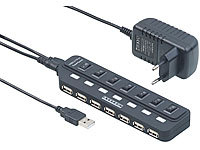 Xystec Aktiver USB-2.0-Hub mit 7 Ports, einzeln schaltbar, 2-A-Netzteil; SATA-Festplatten-Adapter SATA-Festplatten-Adapter SATA-Festplatten-Adapter SATA-Festplatten-Adapter 