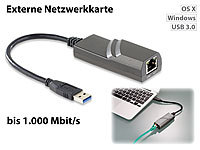 Xystec Externe USB-3.0-Netzwerkkarte, LAN-Anschluss (RJ-45), bis 1.000 Mbit/s