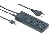 Xystec Aktiver 7-Port-Hub mit 4x USB 3.0 & 3x BC-1.2-Ladeport (7,2 A / 36 W); USB-Hubs & Dockingstations für Notebooks und Macbooks USB-Hubs & Dockingstations für Notebooks und Macbooks 