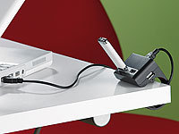 Xystec Mini-USB2.0-Hub mit 4-Ports & Tischklemme; USB-Hubs & Dockingstations für Notebooks und Macbooks 