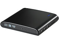 Xystec Mobile 4in1-Datenstation mit DVD-Brenner & HDD-Gehäuse (refurbished); Aktive USB-3.0-Hubs mit einzeln schaltbaren Ports 