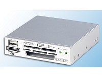 Xystec 3,5"/5,25" Multi-Panel mit Cardreader/USB2.0/eSATA-Port, silber
