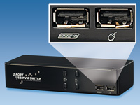 Xystec Dual-KVM-Switch für 2 PCs mit DVI/VGA, USB  (refurbished)