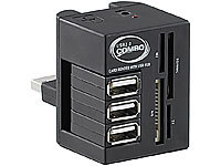 Xystec 3-fach USB 2.0-Hub mit All-in-One Card-Reader "OmniConnector 2"; Aktive USB-3.0-Hubs mit Schnell-Lade-Funktion 