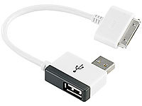 Xystec Daten-/Lade-Kabel für iPhone, mit durchgeschleiftem USB-Stecker; Mini-USB-Kabel, Ladekabel mit Dock-Connector 