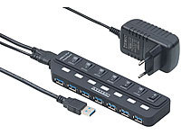 Xystec Aktiver USB-3.0-Hub mit 7 Ports, einzeln schaltbar, 2-A-Netzteil; SATA-Festplatten-Adapter SATA-Festplatten-Adapter SATA-Festplatten-Adapter 