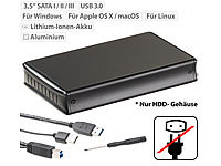 Xystec Netzteilloses USB-3.0-HDD-Gehäuse für 3,5"-SATA-Festplatten, Aluminium; SATA-Festplatten-Adapter SATA-Festplatten-Adapter 